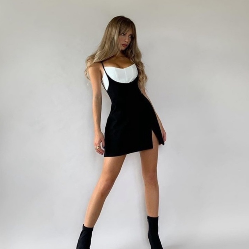 Tiger Mist Black Pinafore Mini Dress